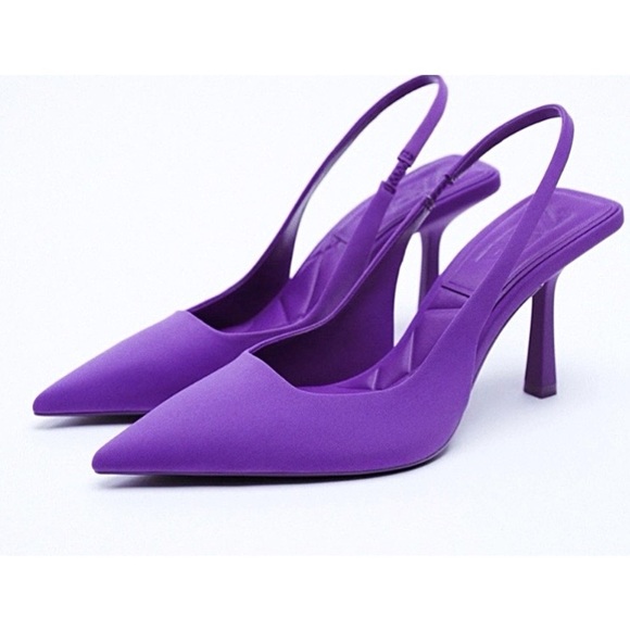 Zara | Shoes | Zara Bright Purple Fabric Pointed Slingback Heels Size 4 Us  1 Blogger Favorite | Poshmark
